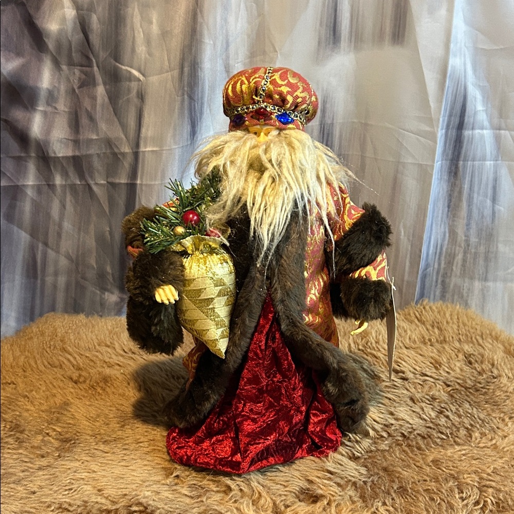 Festive Santa Claus  Tree Topper/Figurine with Red and Gold Details